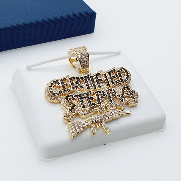 14K Gold Plated Cubic Zircon Pendant, EVBRS541 - Picture 9 of 11